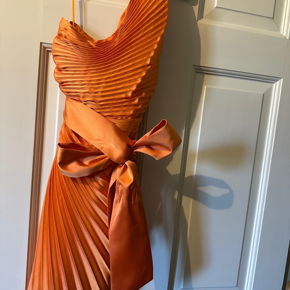 NWT ALC Elegant Orange Pleated Dress